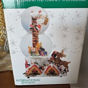 Santa Climbing the Chimney musical Waterglobe